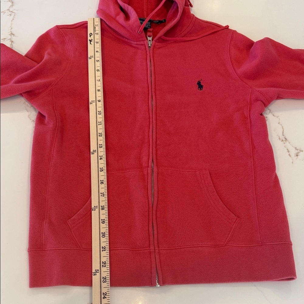 Ralph Lauren Sport Zip Up Hoodie Coral Cotton Sweatshirt Women’s Large - Picture 5 of 5